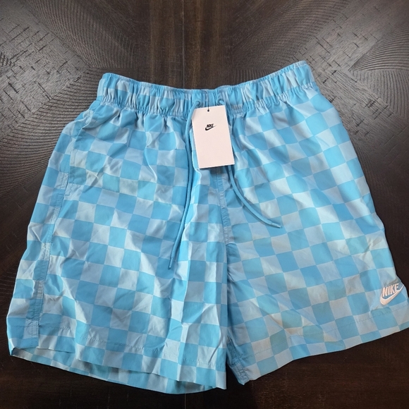 Nike Mens Blue Checkered Woven Shorts FN3098-447 Small New Athletic Gym Workout - Picture 2 of 10